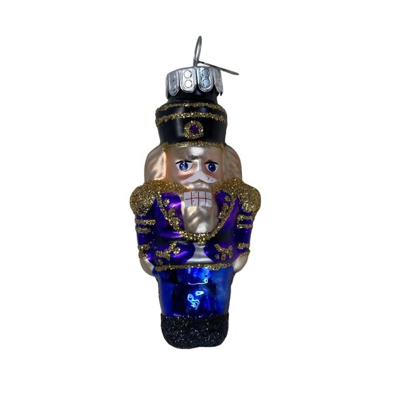 Handcrafted Glass Nutcracker Christmas Ornament With Glitter Detail - Picture 1 of 2